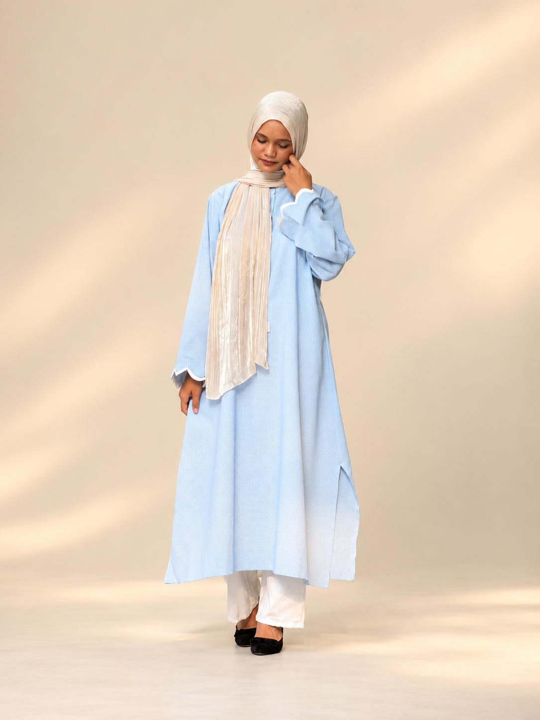 Scalop micro check long kurti