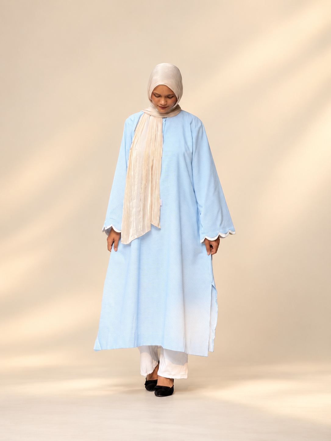 Scalop micro check long kurti