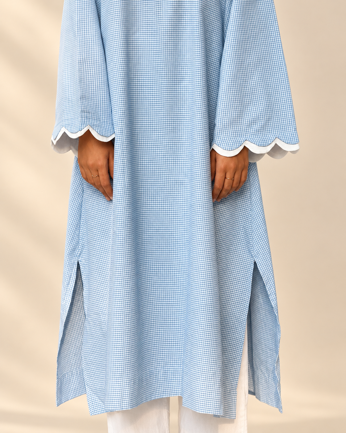 Scalop micro check long kurti
