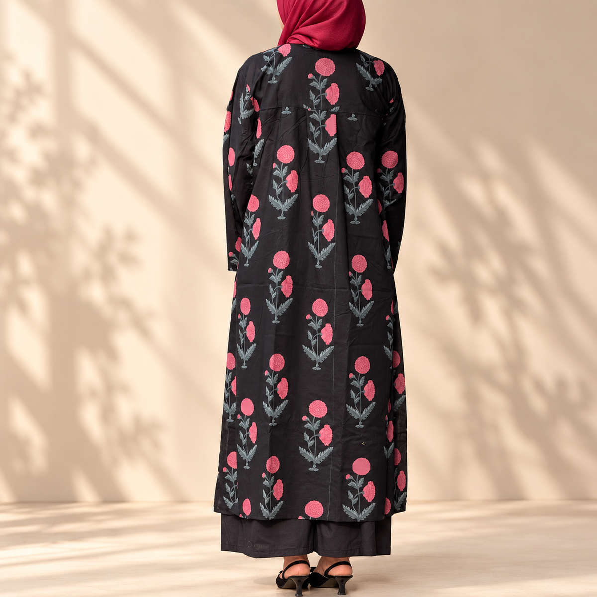 Black floral long Kurti